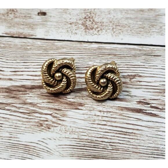 Yves Saint Laurent Vintage Clip On Earrings YSL Swirl Flower - Picture 1 of 5